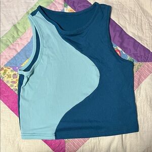 SHEIN Blue Wave Colorblock Crop Top